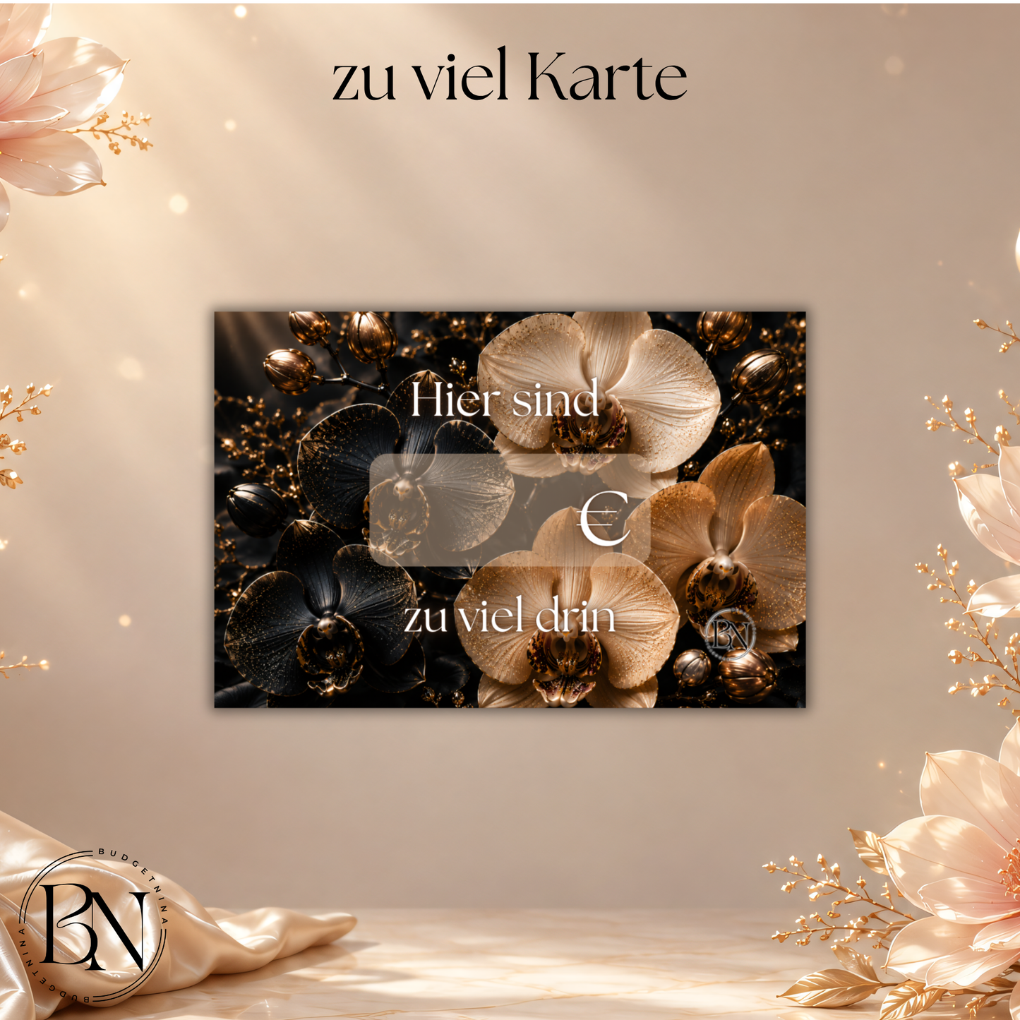 zu viel/zu wenig Kärtchen - 3er Set Orchidee Black/gold