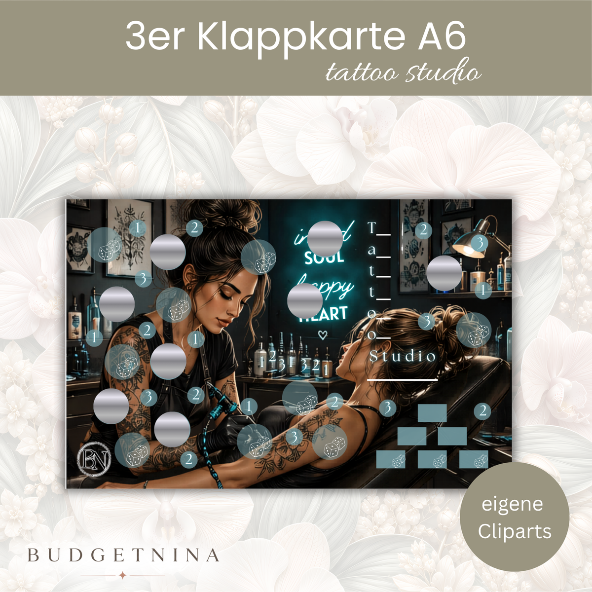 Tattoo Studio - 3er Klappkarte