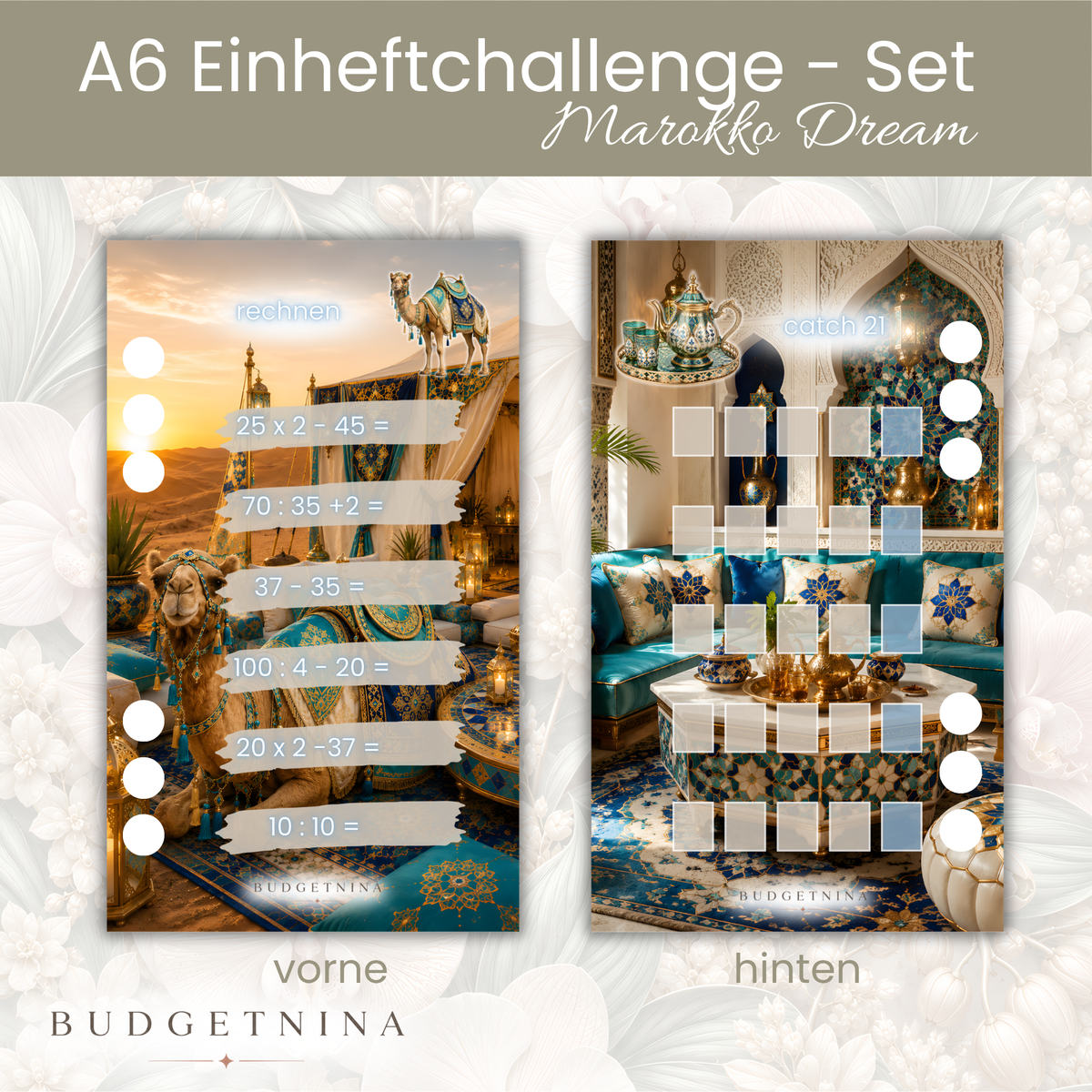 Marokko Dream – A6 Einheftchallenge Set mit Dashboard & Tracker