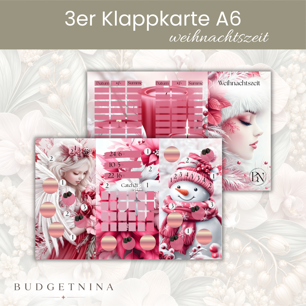 Weihnachtszeit 3er Klappkarte