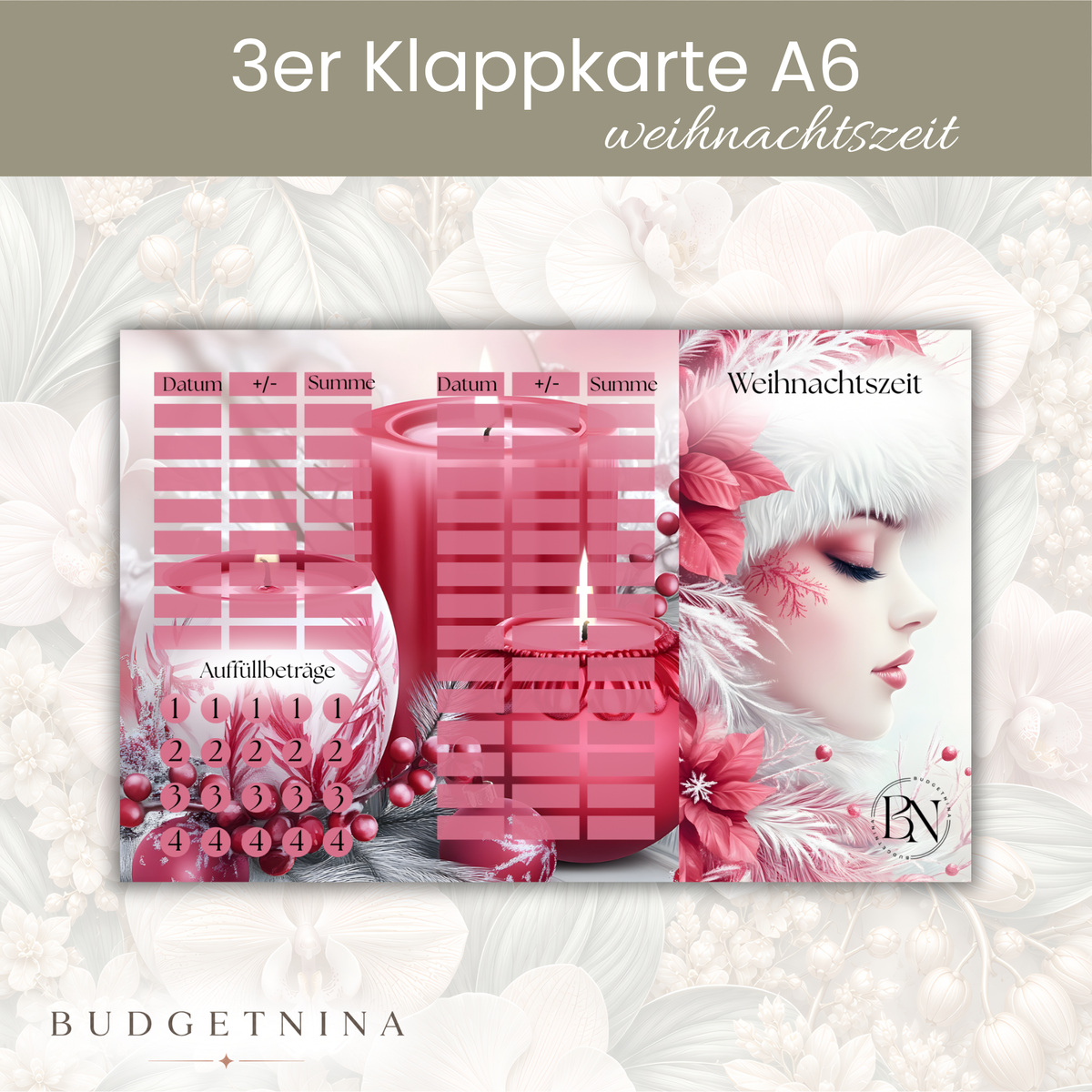Weihnachtszeit 3er Klappkarte