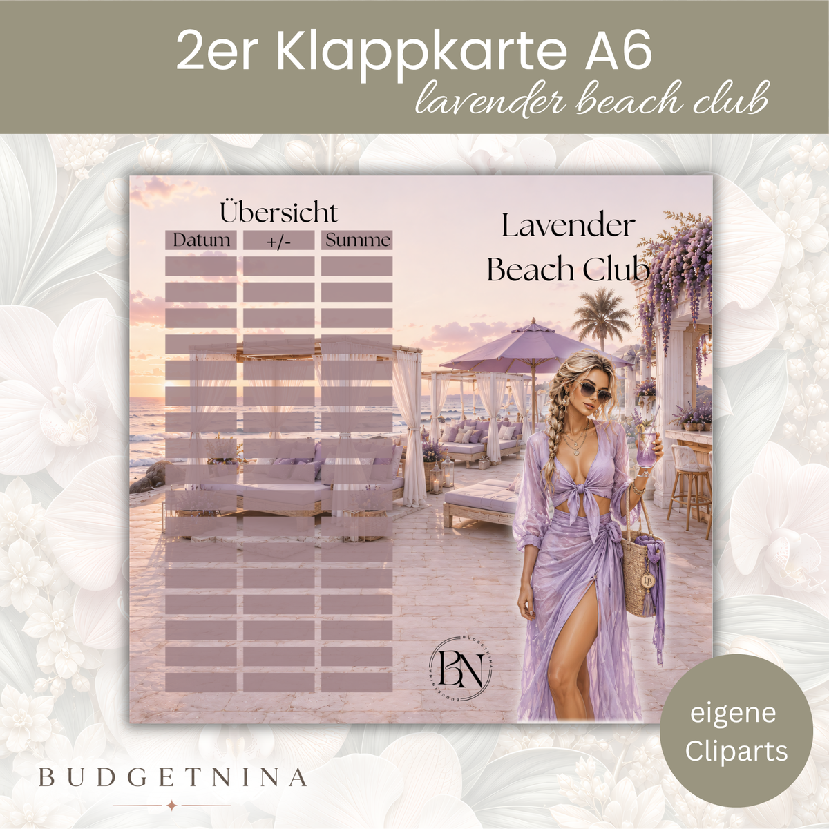 Lavender Beach Club 2er Klappkarte
