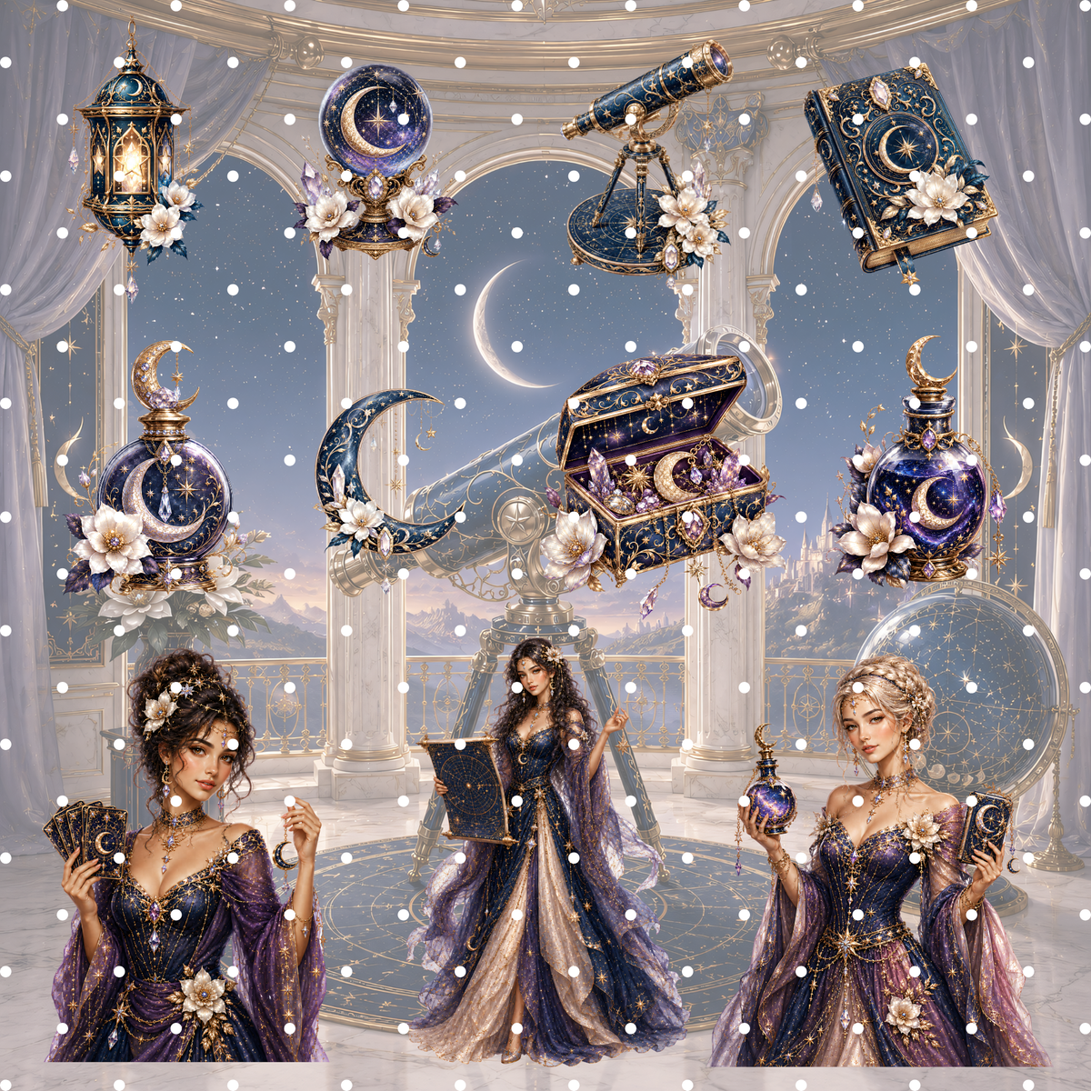 Celestial Magic Clipart Set – 40 Mystische Astrologie & Fantasy PNGs