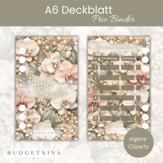 Prio Binder – Orchidee Glam A6 Deckblatt & Binderübersicht