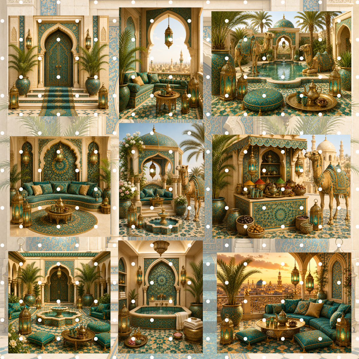Marokko Türkis Clipart Set – 56 Orientalische Reise & Wüsten PNGs