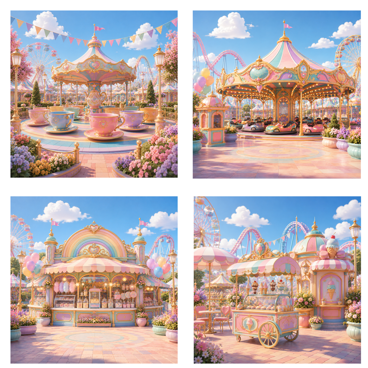 Digitales Clipart Set - Pastel Color Fun Parc Collection (50 PNG, 300 DPI)