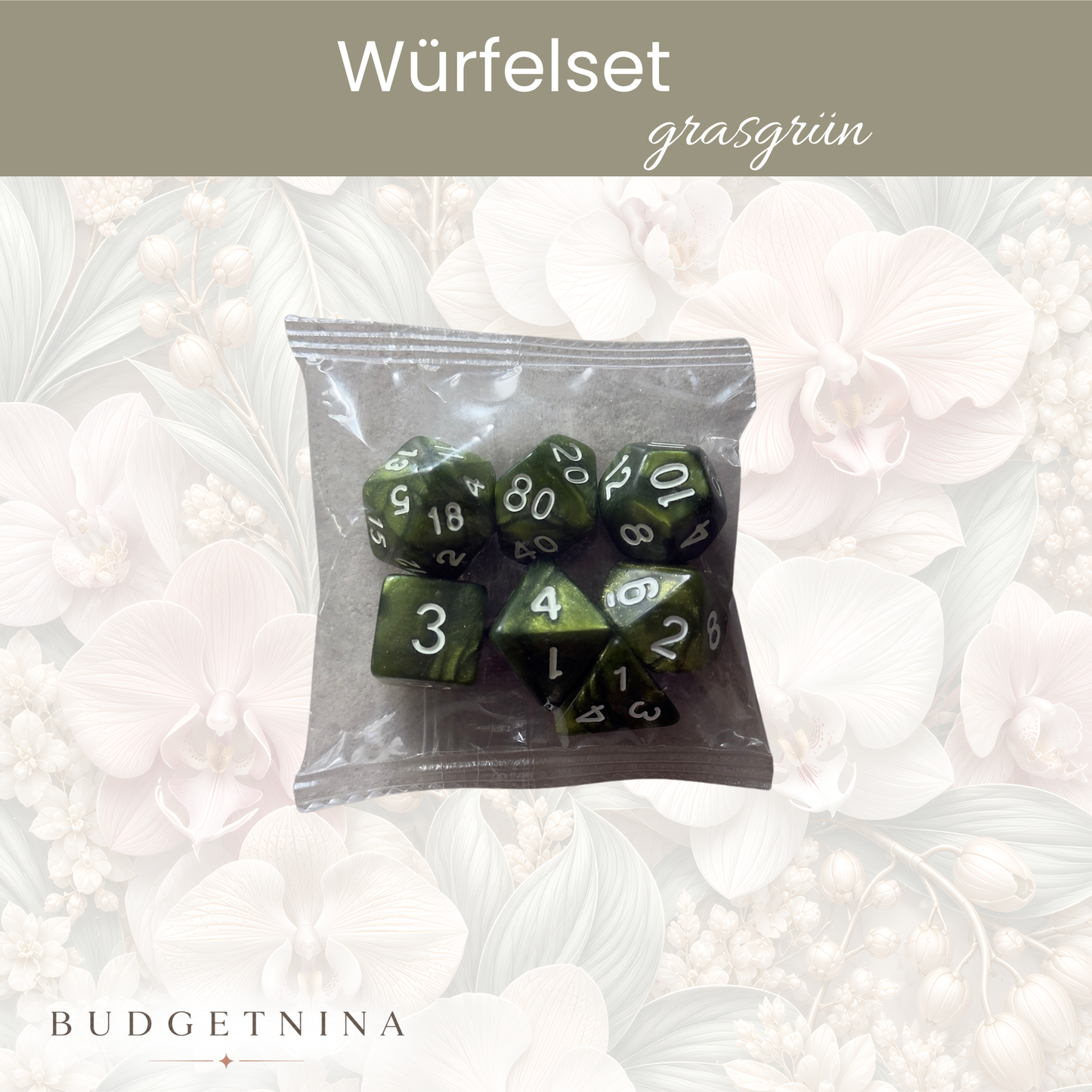 Würfelset grasgrün - 7 Würfel