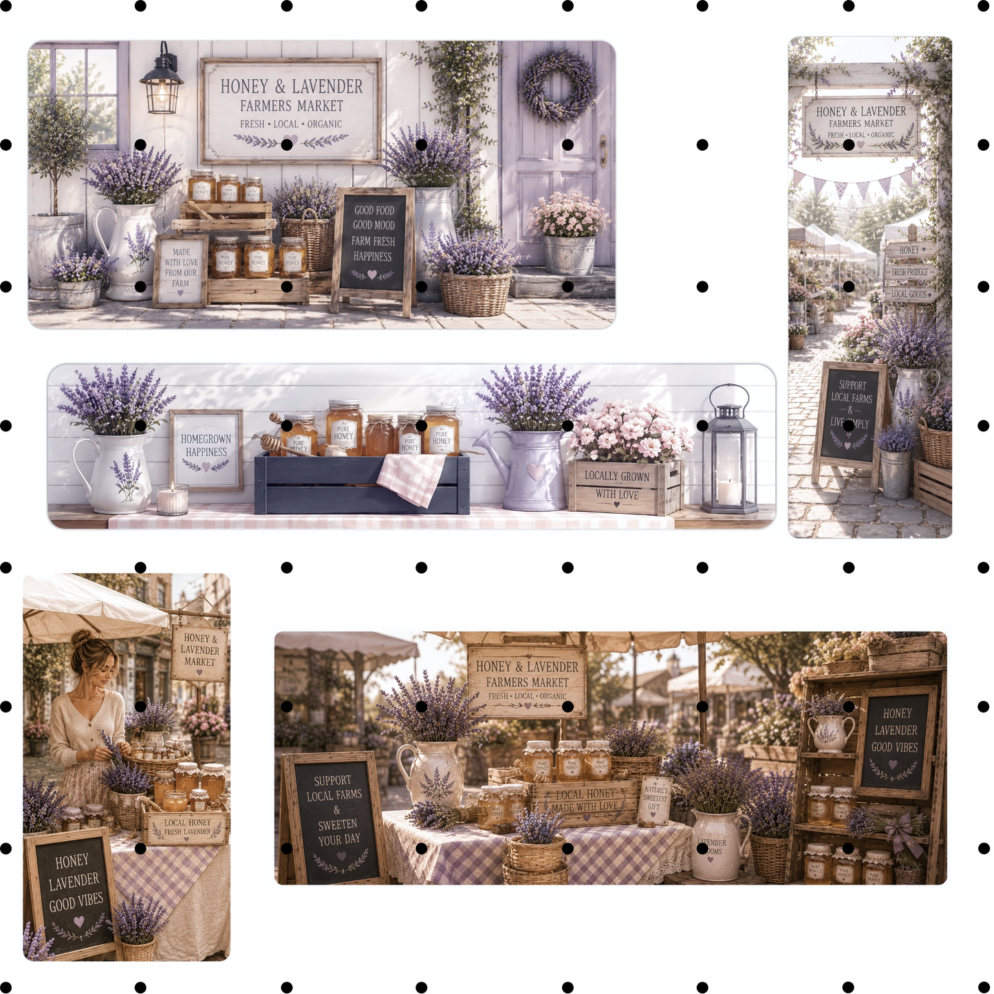 Lavender & Honey Clipart Bundle - 55 Aesthetic PNGs - Rustic Provence Farmhouse Art