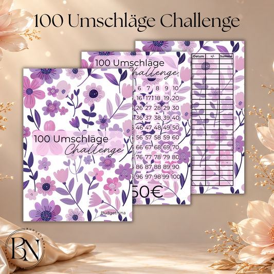 100 Umschläge Challenge lila Blumen