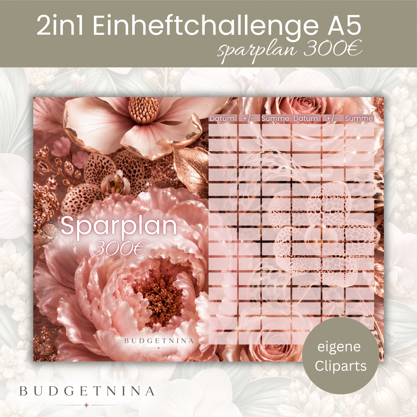 Sparplan 300€ - 2in1 Einheftchallenge A5