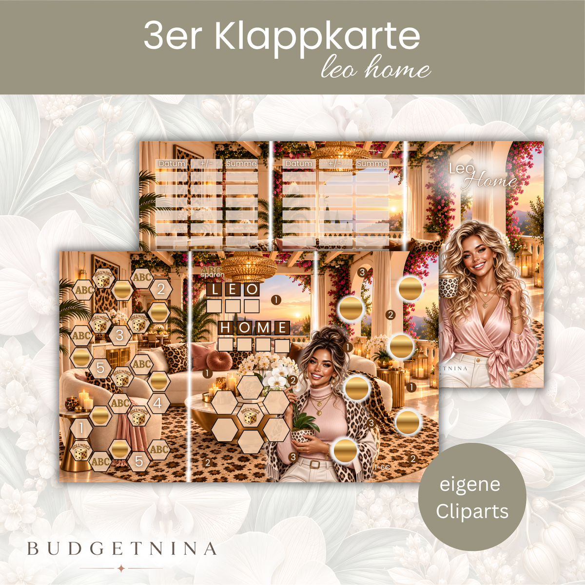 3er Klappkarte Leo Home