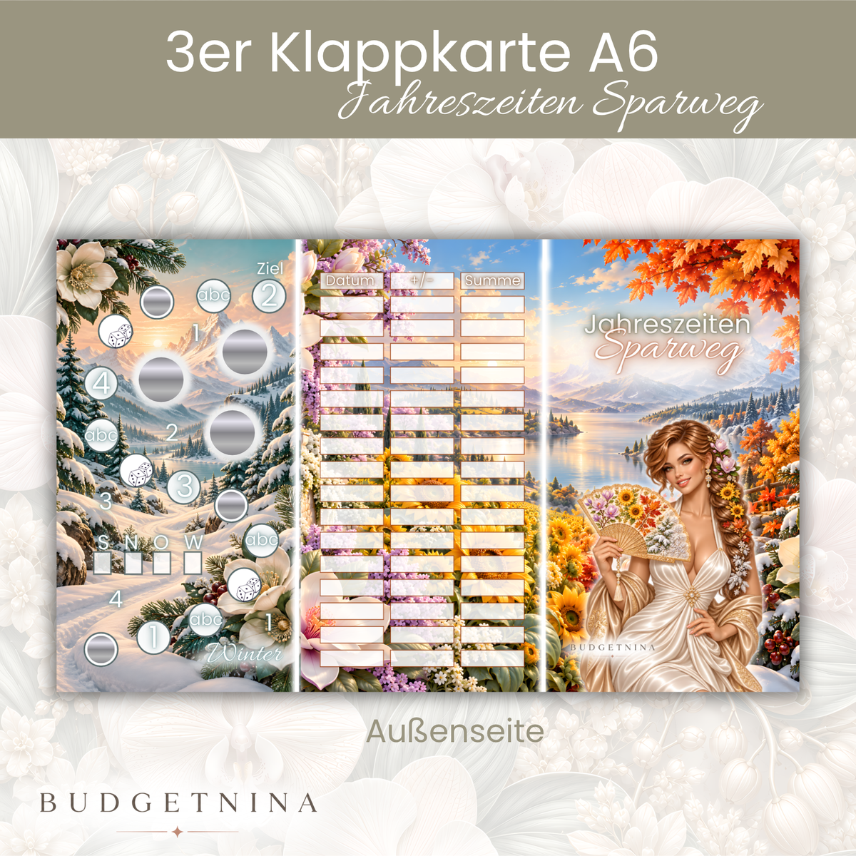 Jahreszeiten Sparweg - 3er Klappkarte