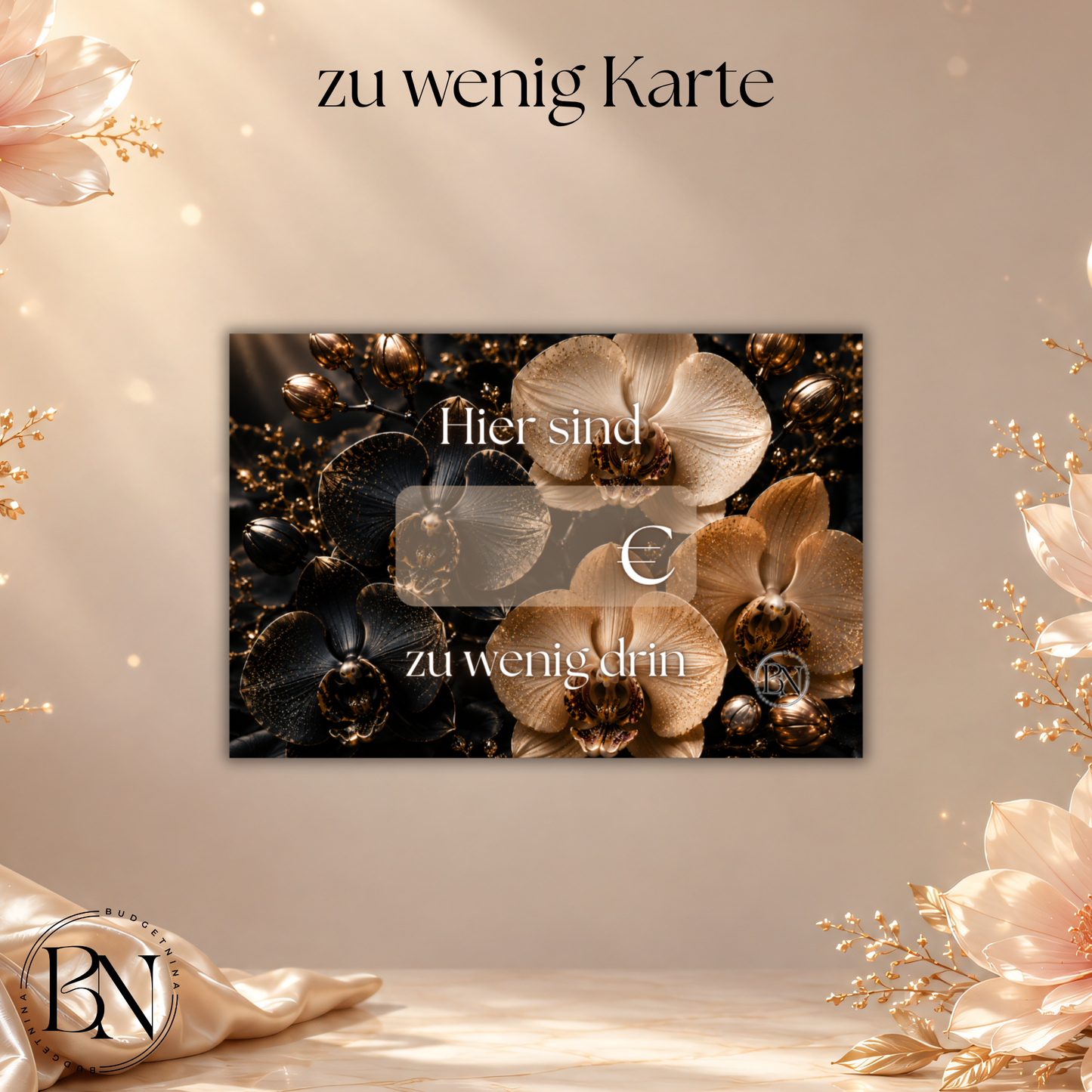 zu viel/zu wenig Kärtchen - 3er Set Orchidee Black/gold