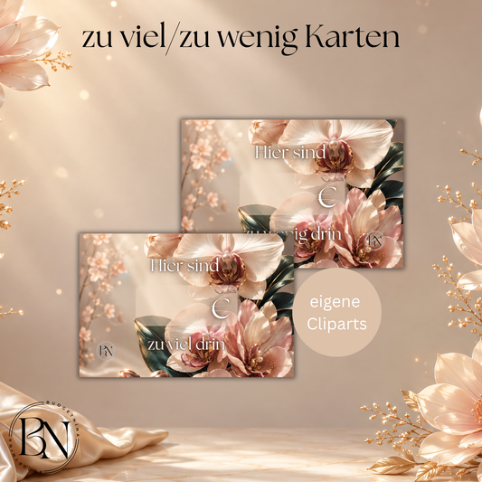 zu viel/zu wenig Kärtchen - 3er Set Orchidee rosé