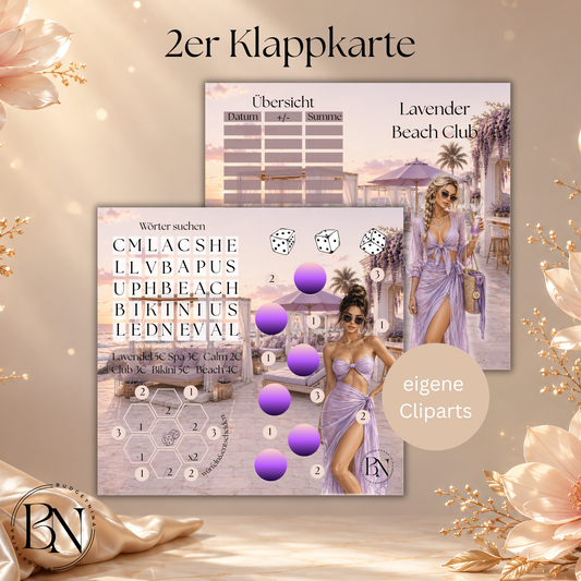 Lavender Beach Club 2er Klappkarte