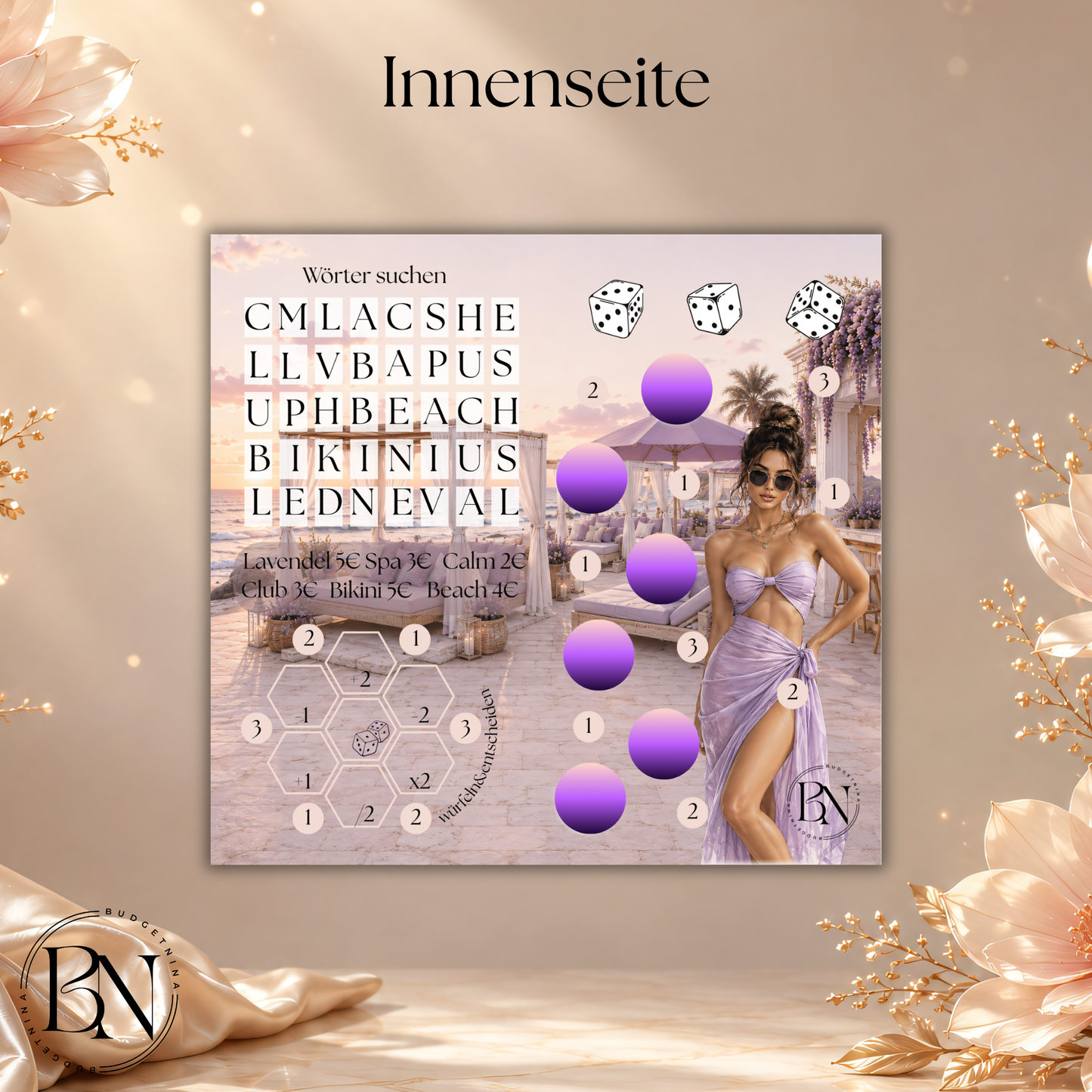 Lavender Beach Club 2er Klappkarte