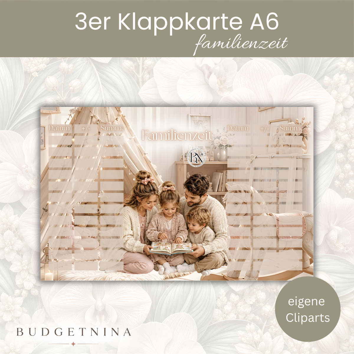 Familienzeit - 3er Klappkarte