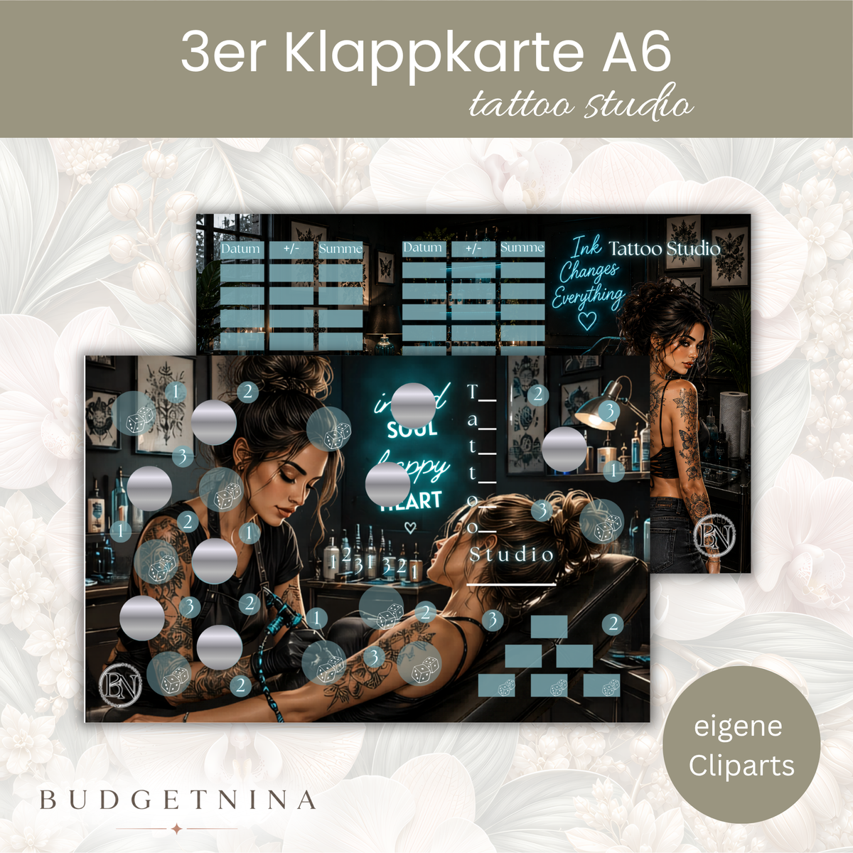 Tattoo Studio - 3er Klappkarte