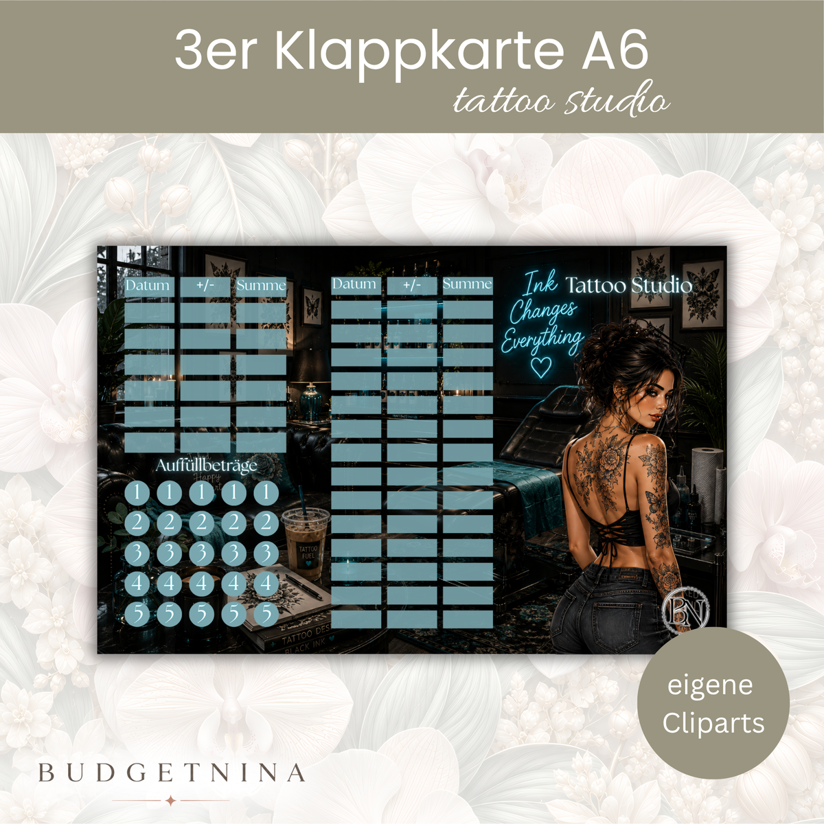 Tattoo Studio - 3er Klappkarte