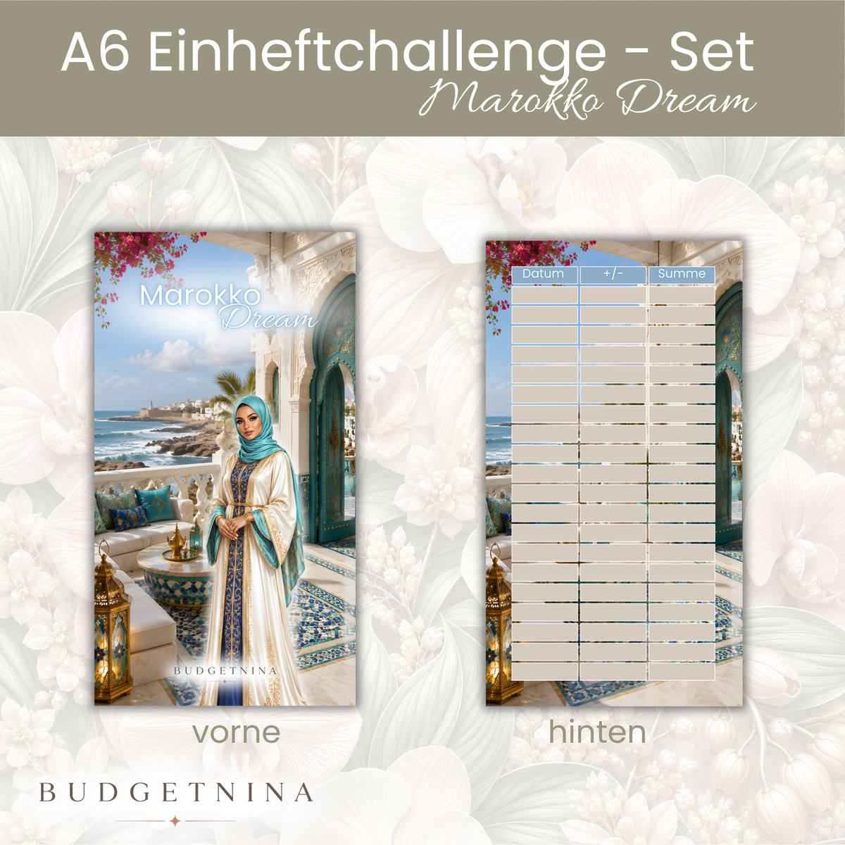 Marokko Dream – A6 Einheftchallenge Set mit Dashboard & Tracker