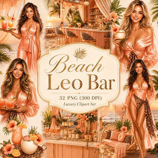 Digitales Clipart Set - Beach Leo Bar Collection (32 PNG, 300 DPI)