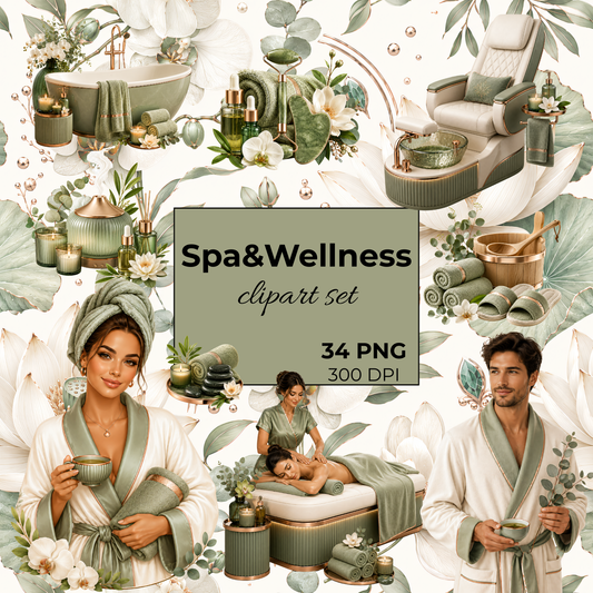 Spa & Wellness Clipart Set – 34 Relax, Beauty & Massage PNGs