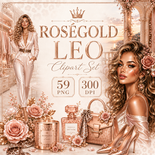 Roségold Leo – Digitales Clipart Set