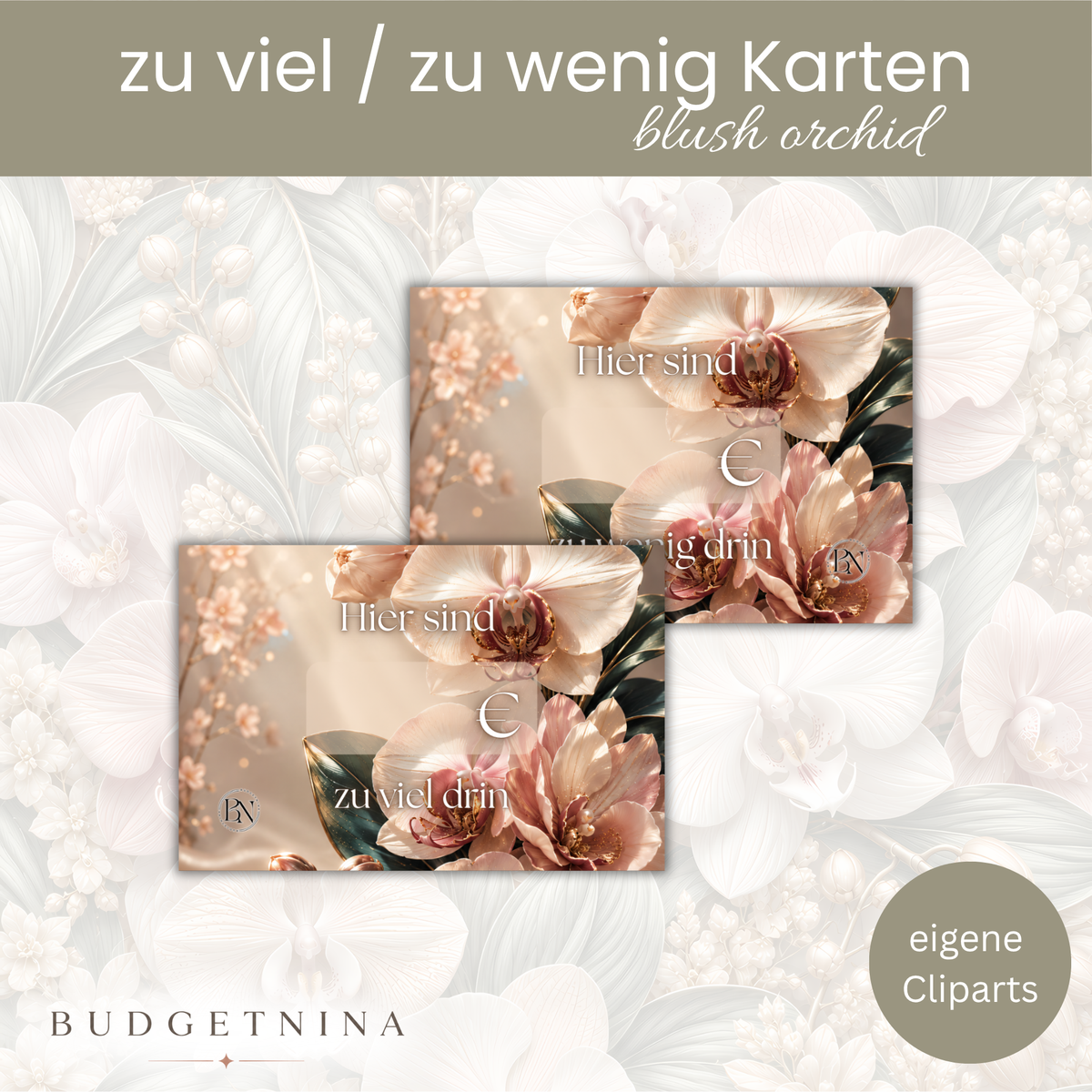 zu viel/zu wenig Kärtchen - 3er Set Orchidee rosé