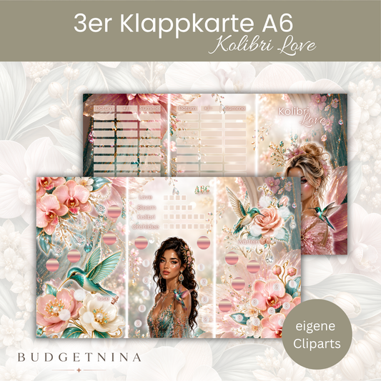 Kolibri Love – 3er Klappkarte A6