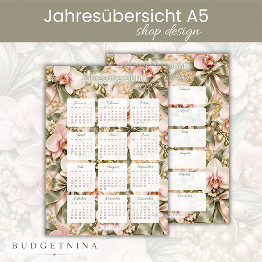 A5 Jahresübersicht Kalender & Geburtstage shop design