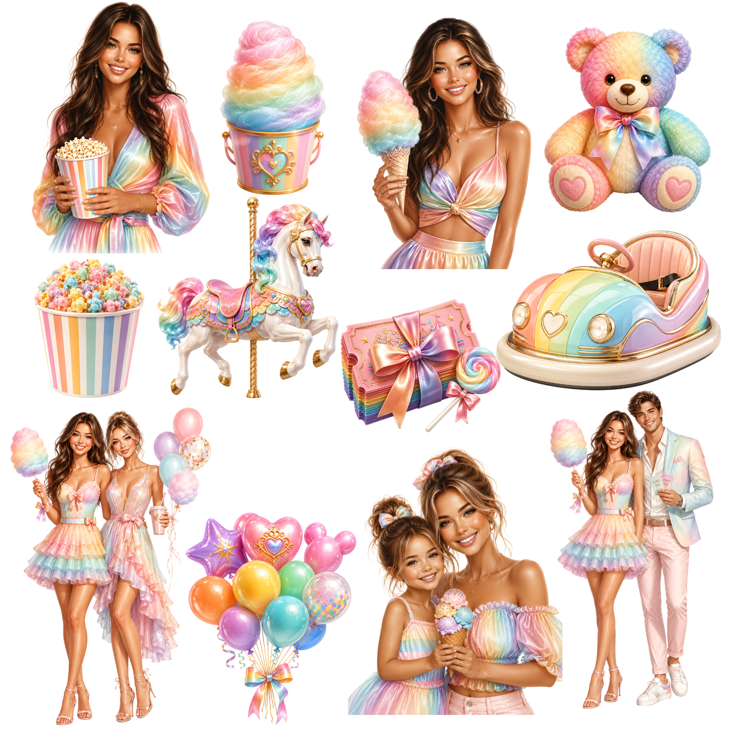 Digitales Clipart Set - Pastel Color Fun Parc Collection (50 PNG, 300 DPI)