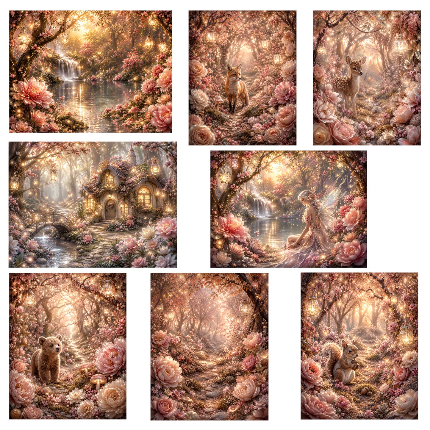 Enchanted Woodland Magic Clipart Set – Magischer Wald & Feen (33 PNG)