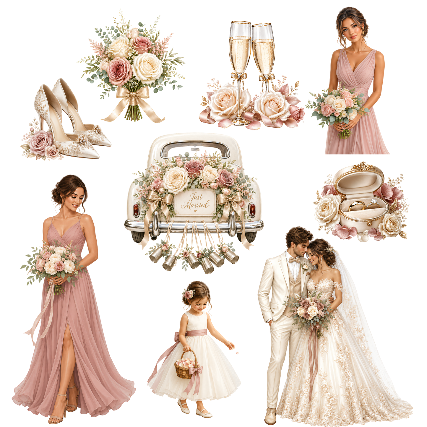 Wedding Clipart Set – 42 Elegante Hochzeits-PNGs