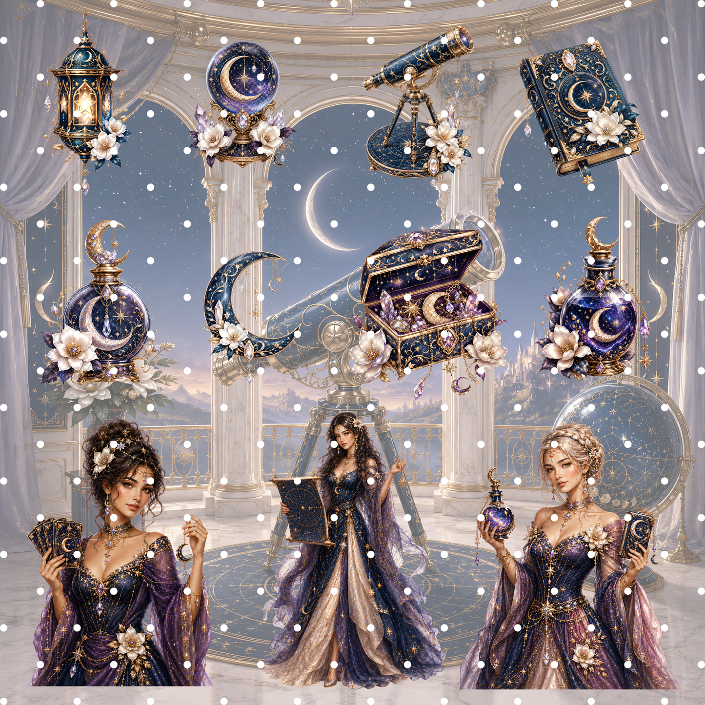 Celestial Magic Clipart Set – 40 Mystische Astrologie & Fantasy PNGs