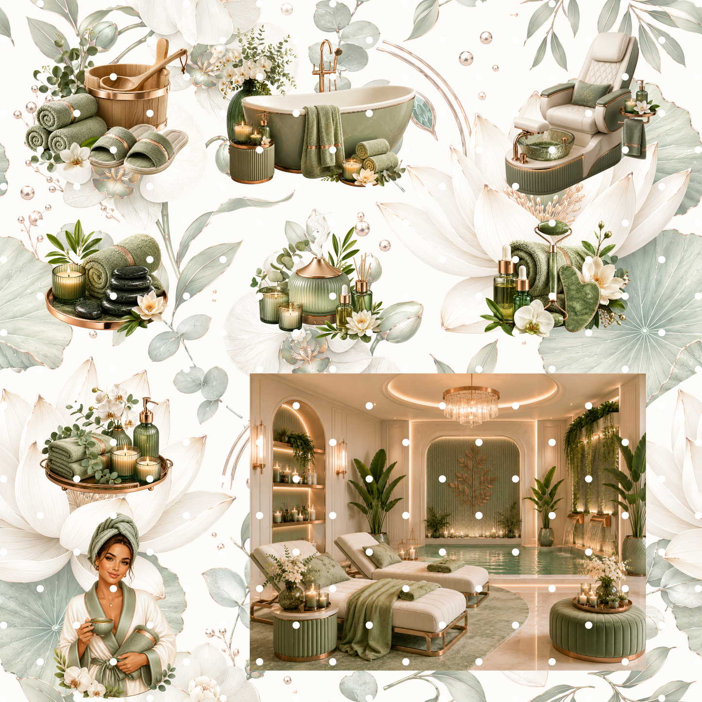 Spa & Wellness Clipart Set – 34 Relax, Beauty & Massage PNGs