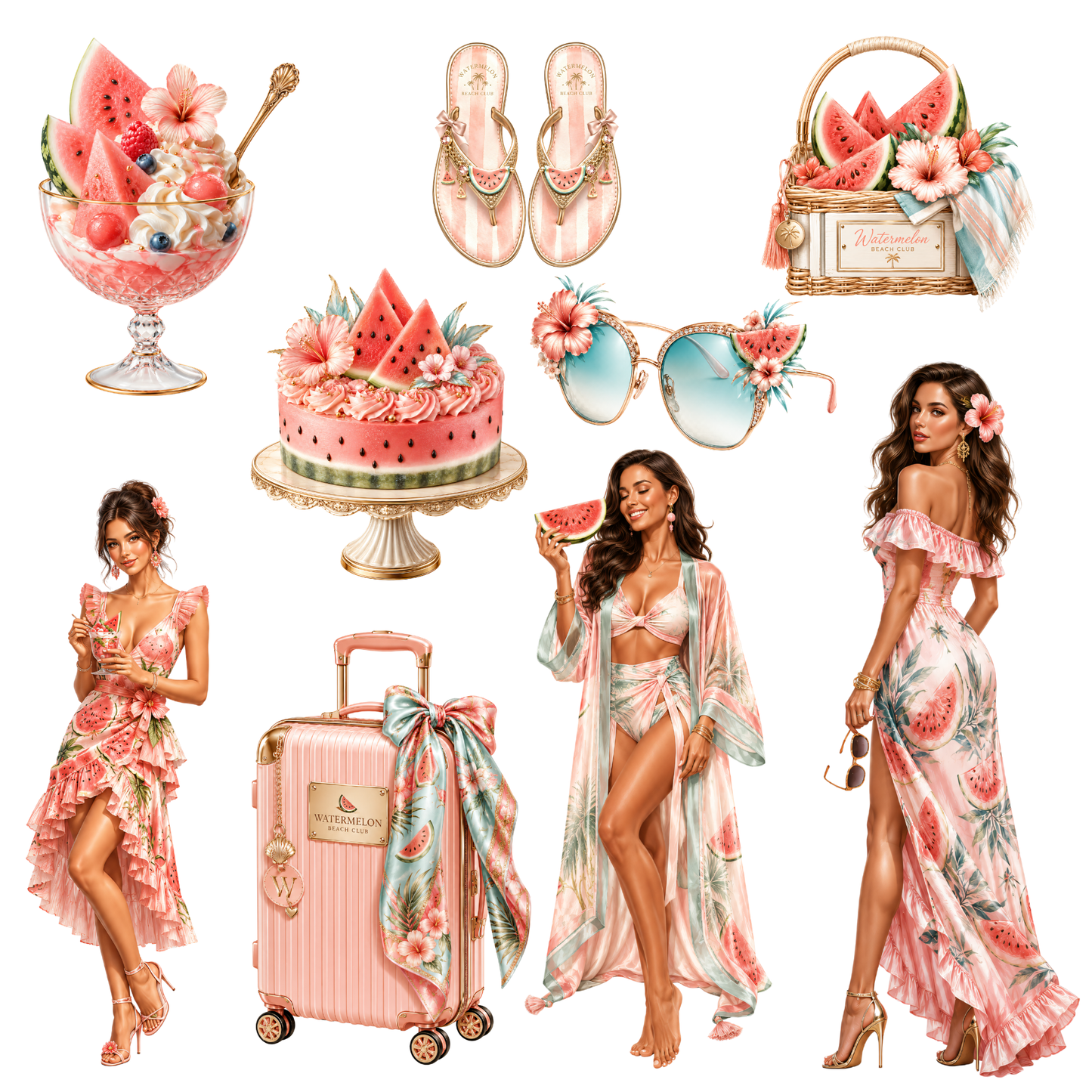 Watermelon Summer Clipart Set – 37 PNG