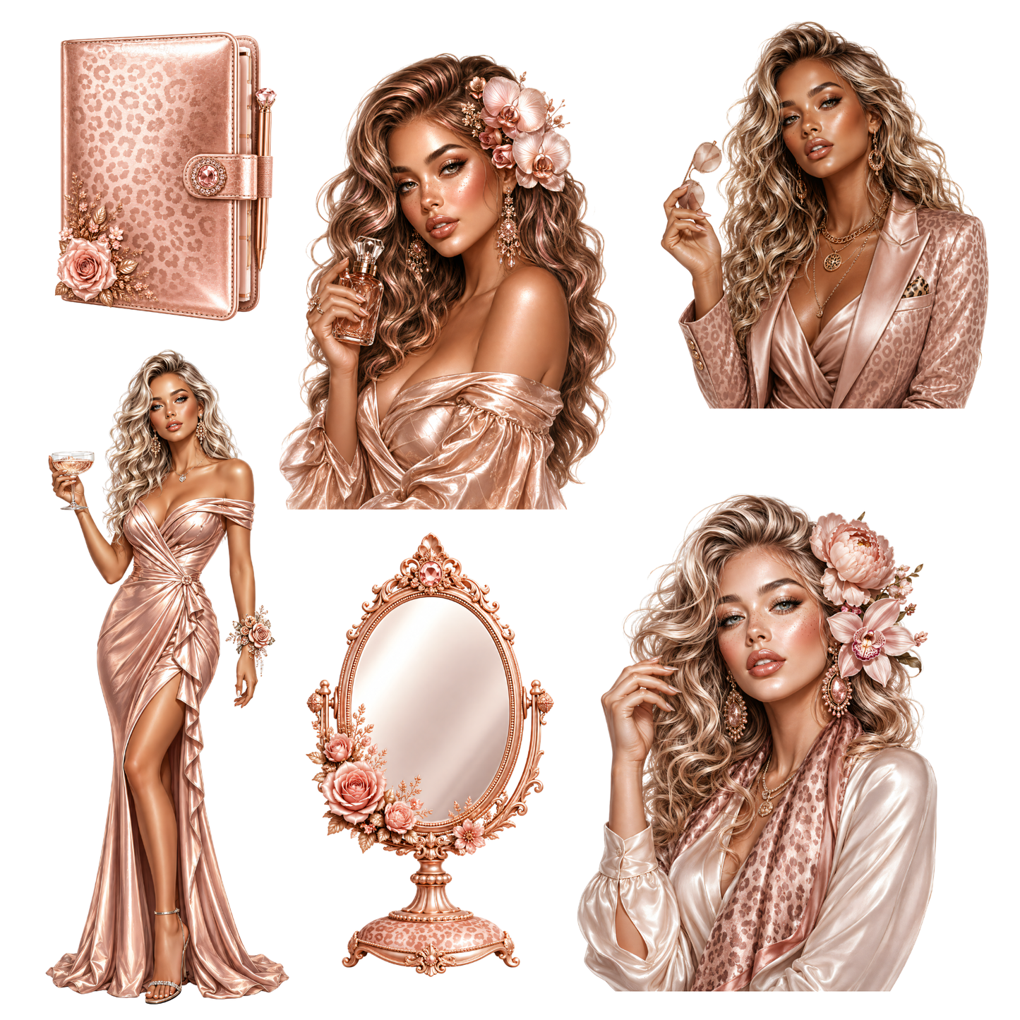Roségold Leo – Digitales Clipart Set