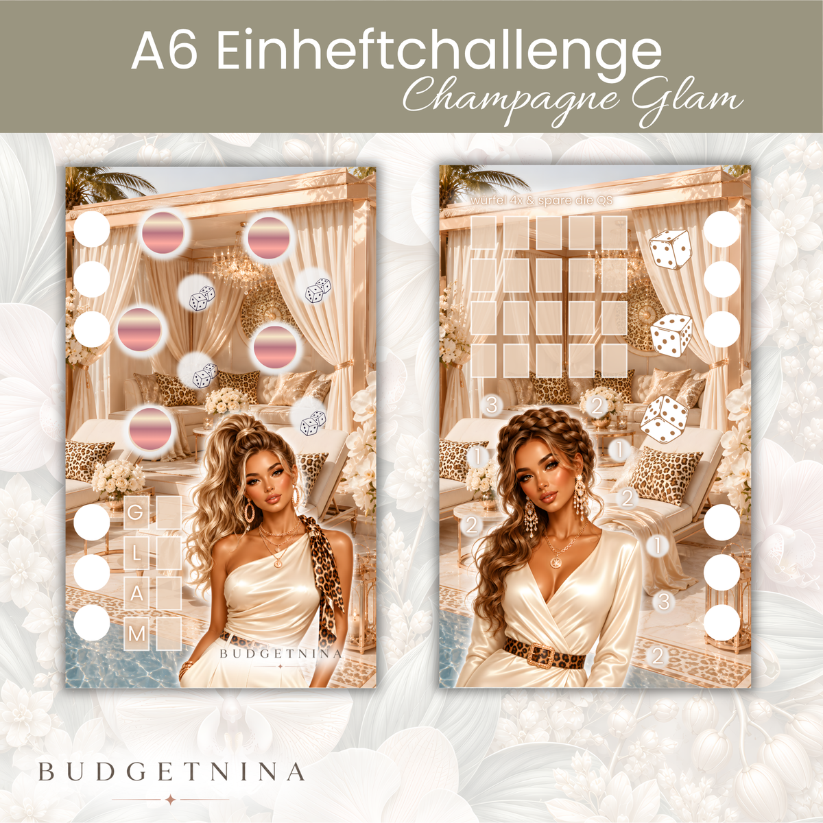 Champagne Glam – A6 Einheftchallenge mit Dashboard