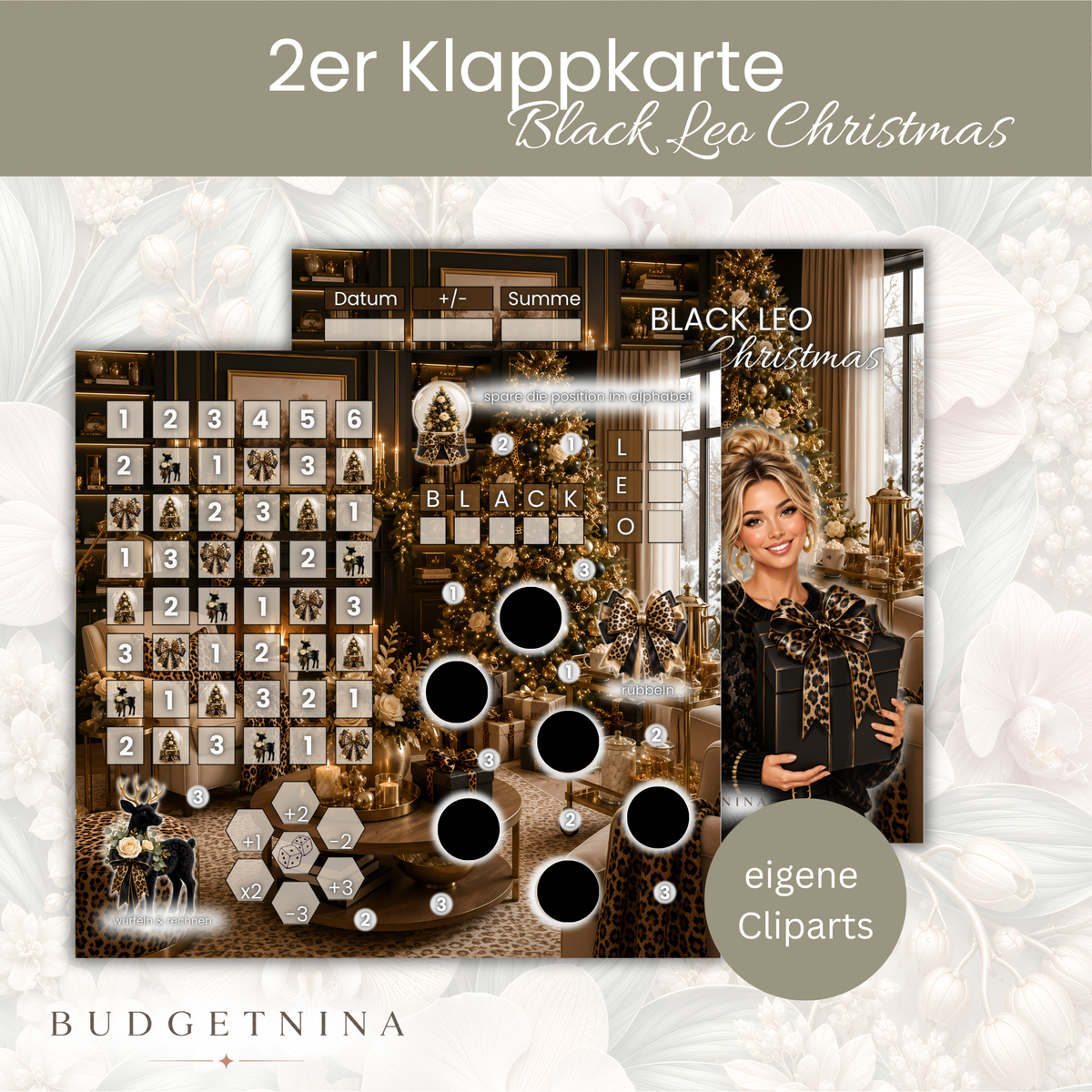 Black Leo Christmas – 2er Klappkarte