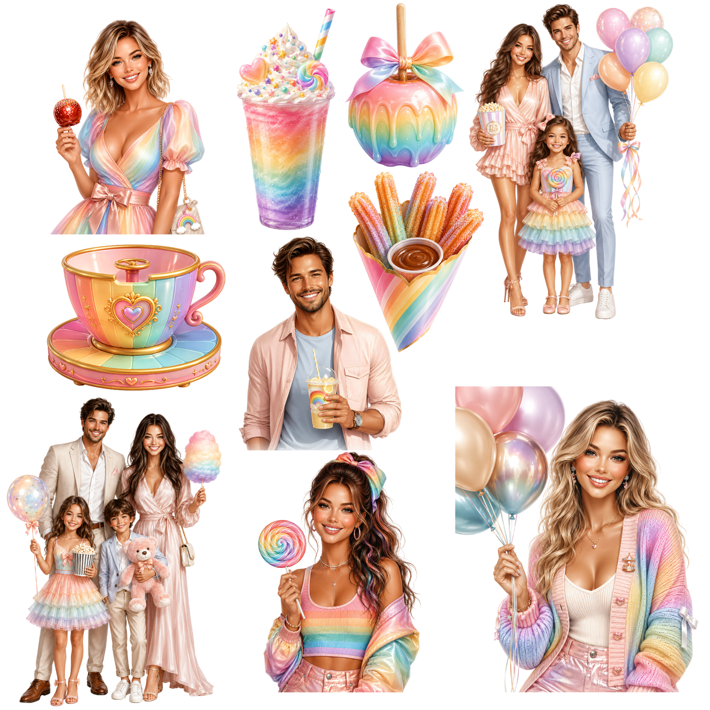 Digitales Clipart Set - Pastel Color Fun Parc Collection (50 PNG, 300 DPI)