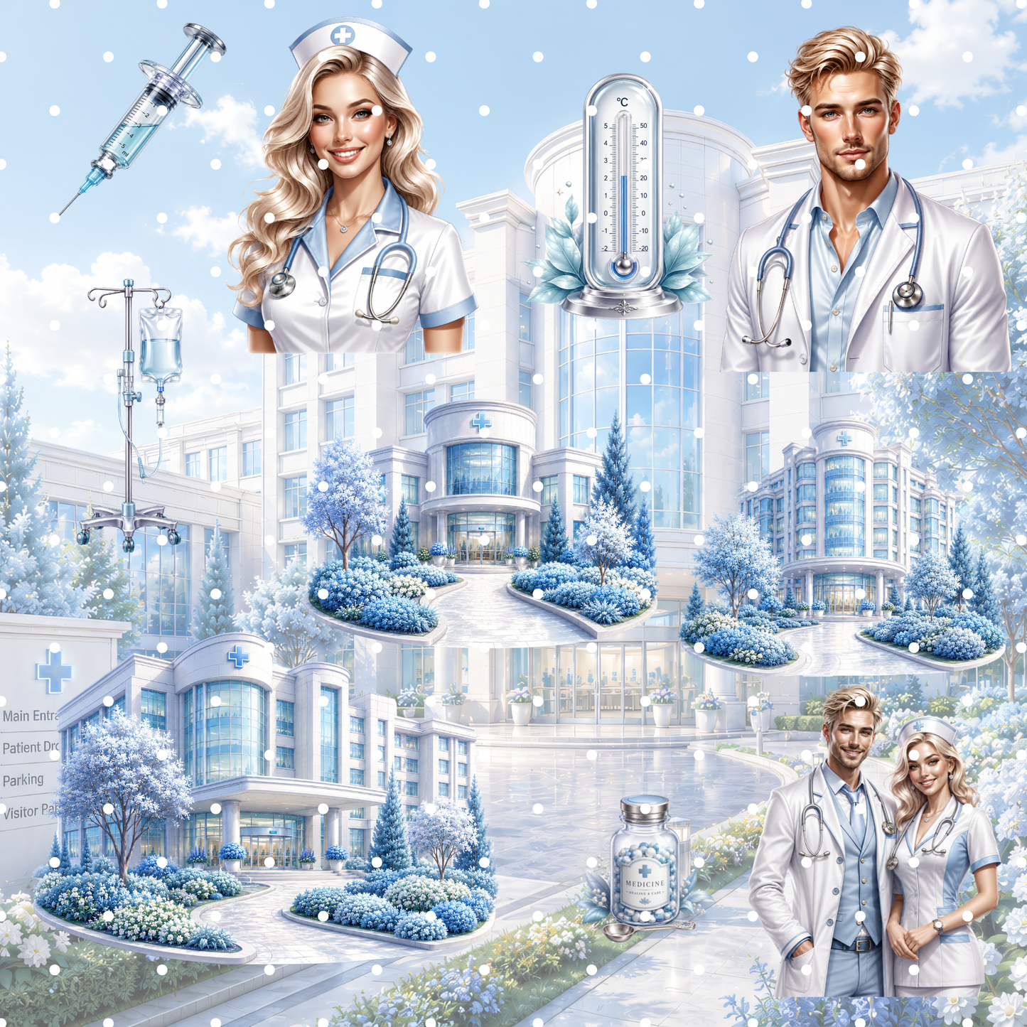 Medizin Clipart Set – 33 Krankenhaus, Arzt & Anatomie PNGs
