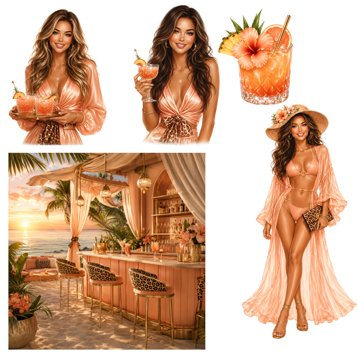 Digitales Clipart Set - Beach Leo Bar Collection (32 PNG, 300 DPI)