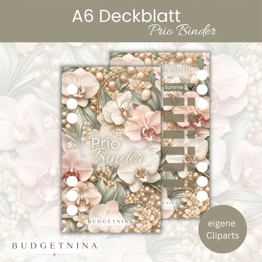 Prio Binder – Orchidee Glam A6 Deckblatt & Binderübersicht