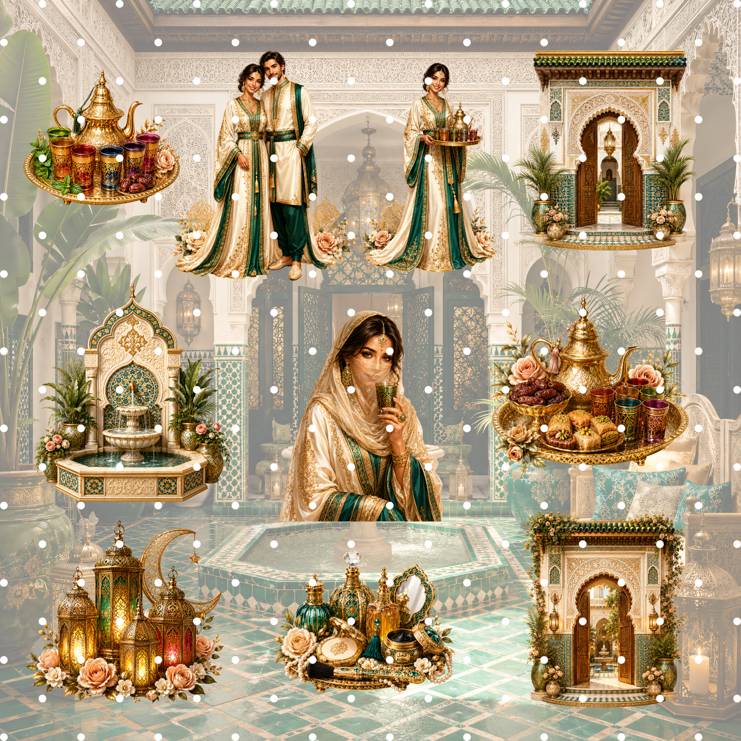 Marokko Emerald Clipart Set – 37 Orientalische Luxus & Reise PNGs