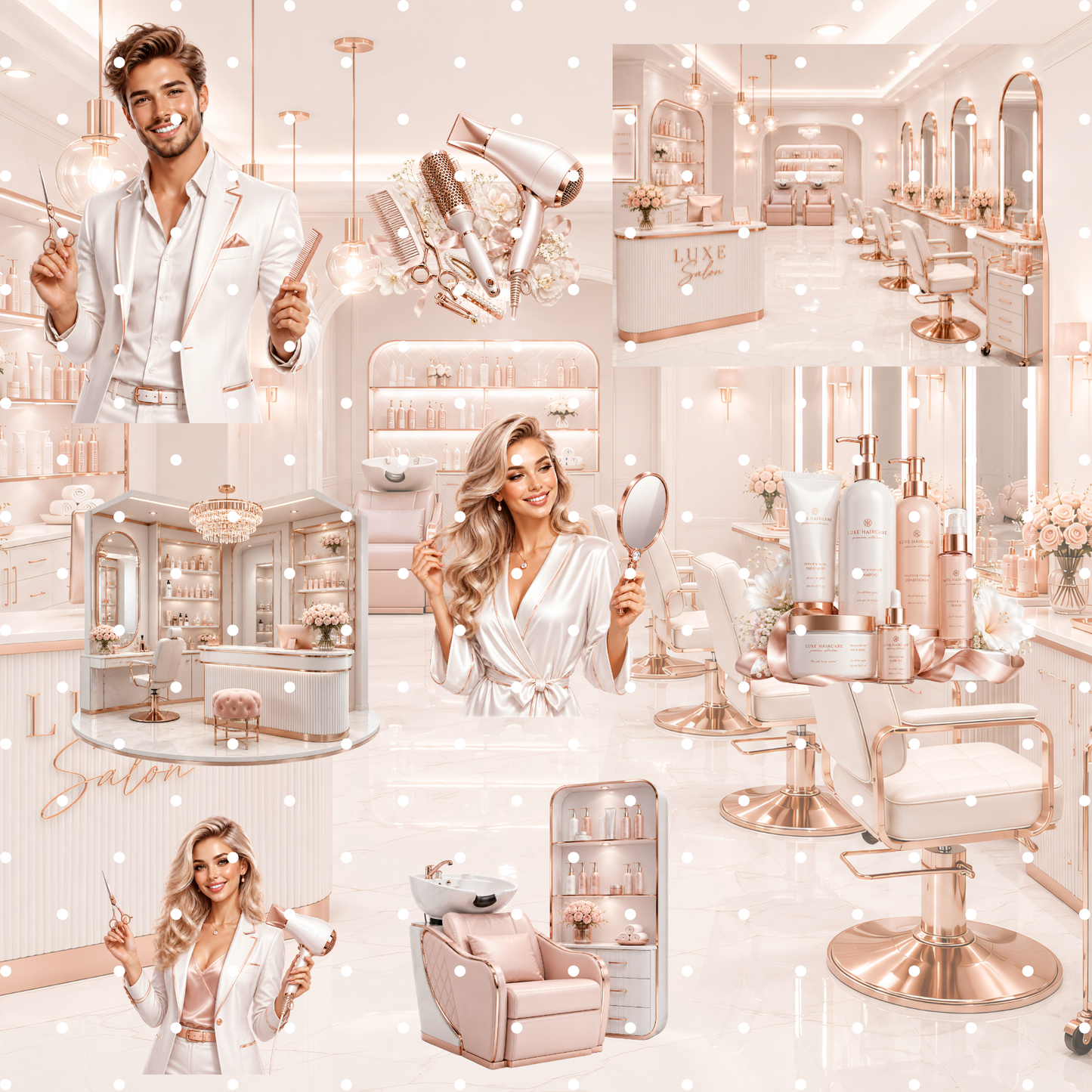 Luxury Friseur Clipart Set – 24 Hair Salon & Beauty PNGs