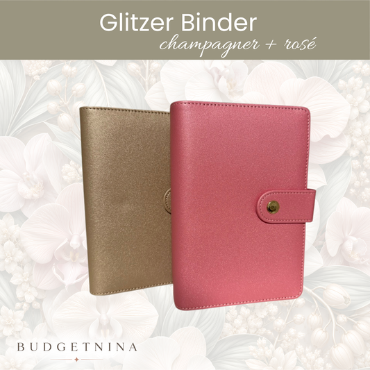 Glitzer Binder A6 - rosé / Champagner