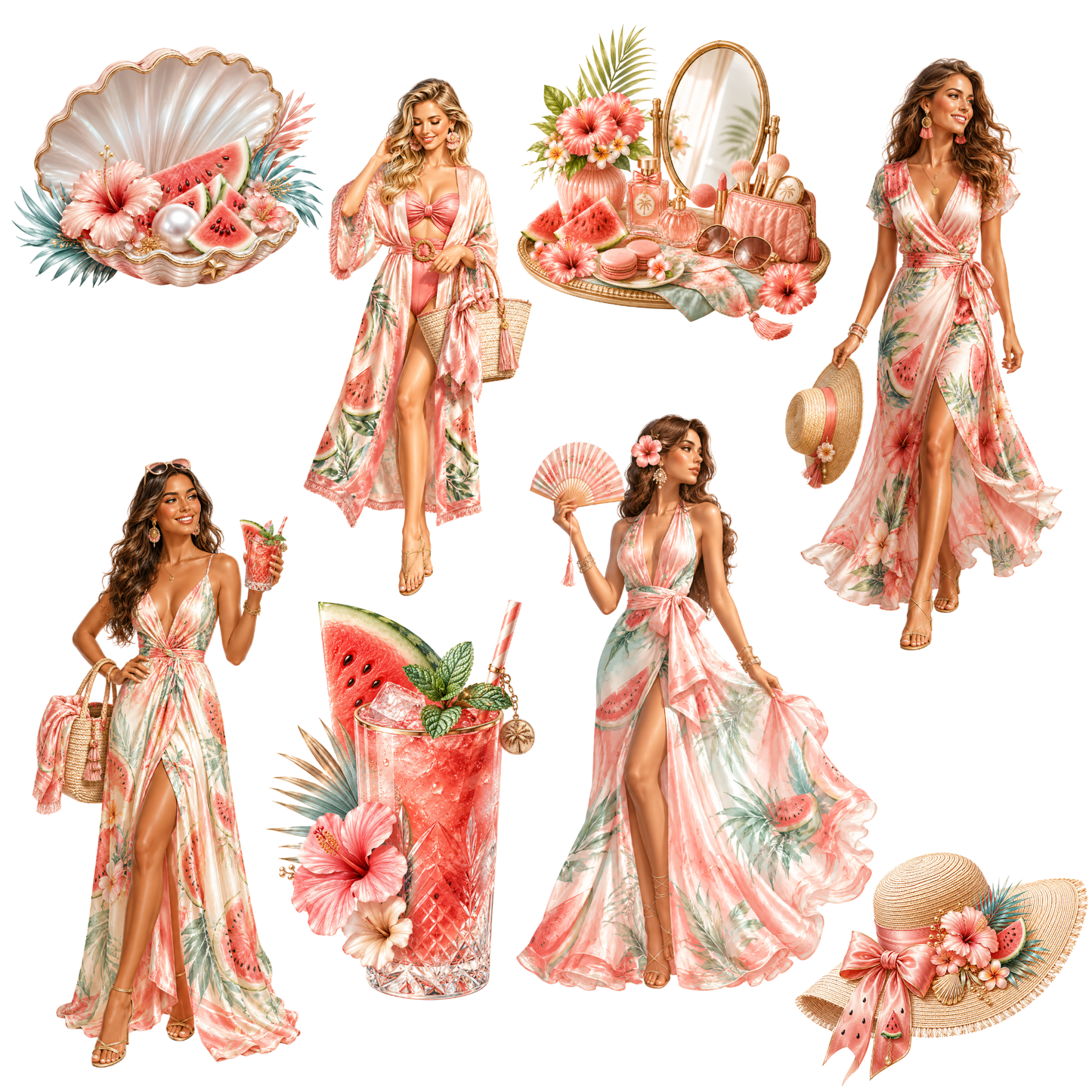 Watermelon Summer Clipart Set – 37 PNG