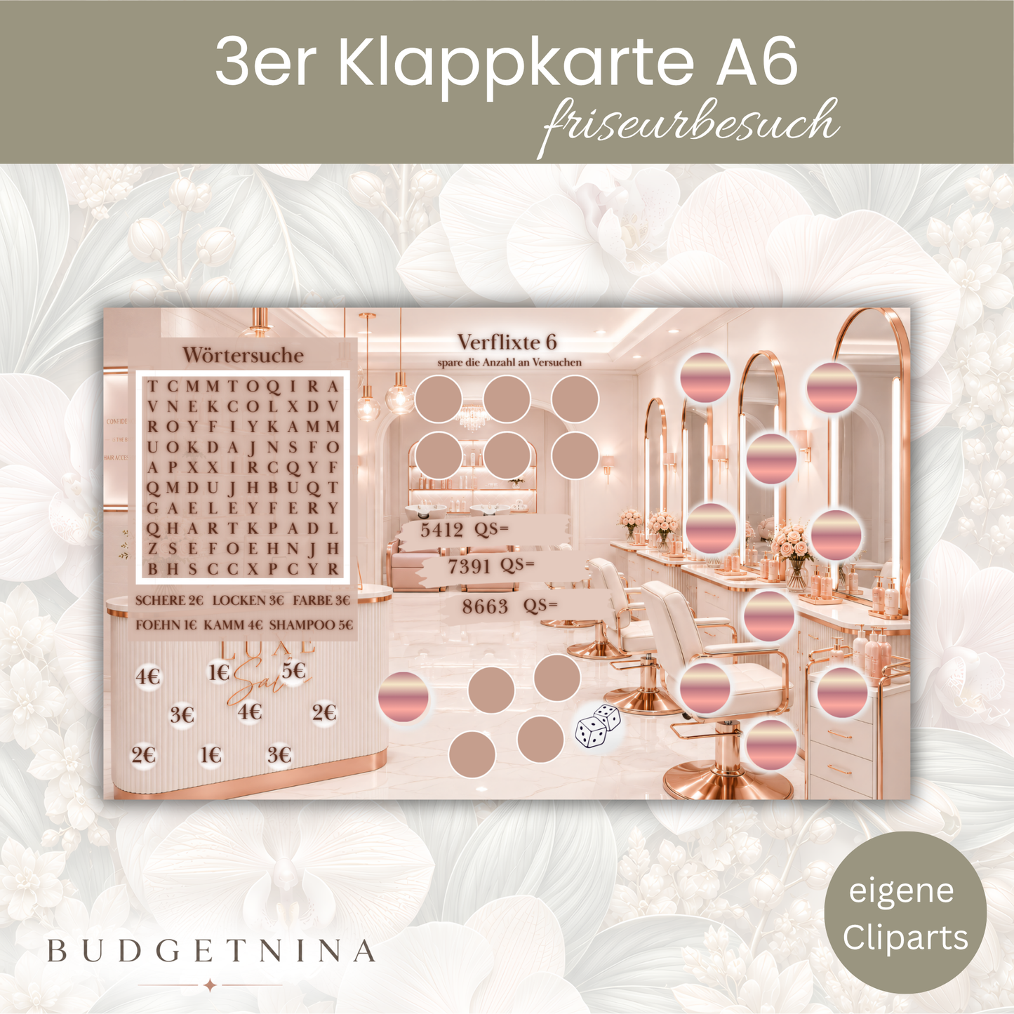 3er Klappkarte "Friseurbesuch" – XL Beauty Sparchallenge