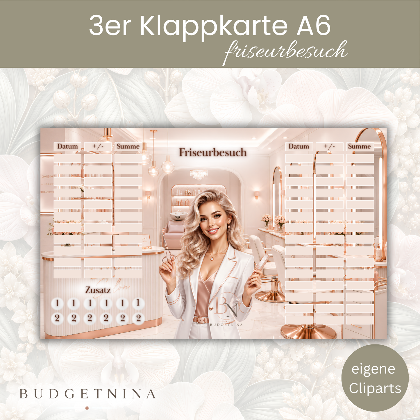 3er Klappkarte "Friseurbesuch" – XL Beauty Sparchallenge