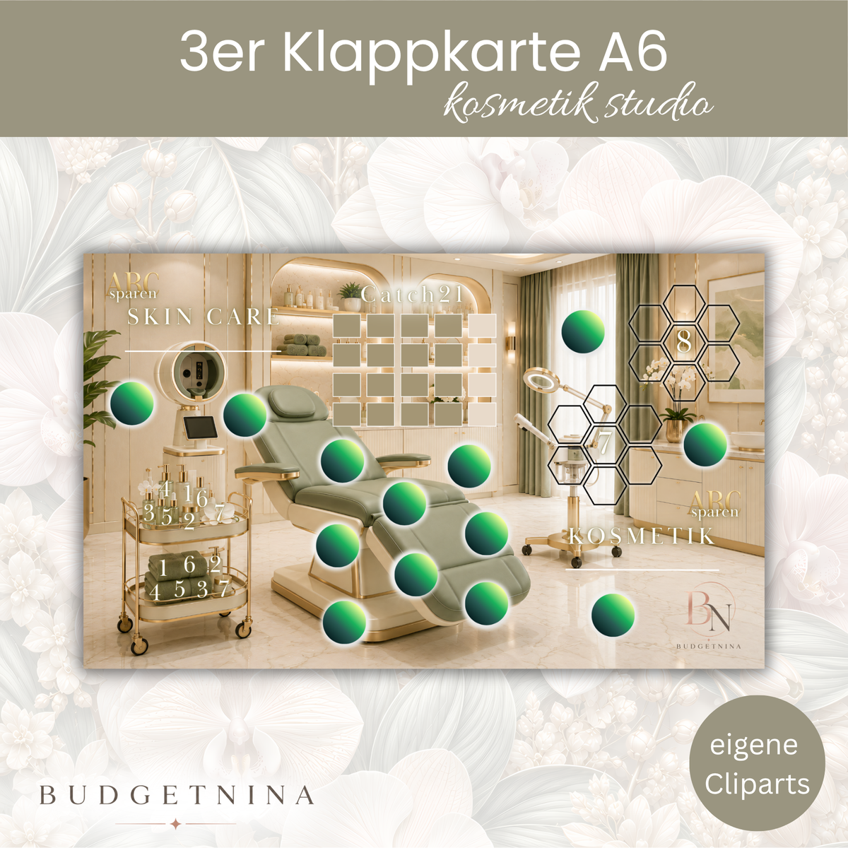 3er Klappkarte "Kosmetik Studio" – XL Beauty Sparchallenge